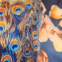 Load image into Gallery viewer, Playful Promises - Peacock Print Satin Kimono Robe Teal