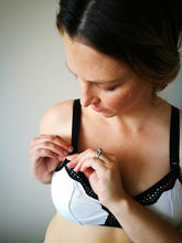 Load image into Gallery viewer, Dairy Fairy - Rose Nursing & Pumping Bra White/Black