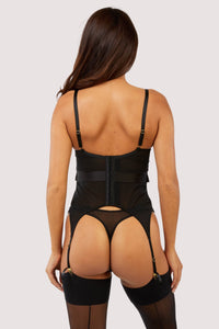 Hustler - Fabrice Black Lace And Mesh High Apex Basque With Bow Tie Black