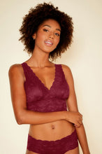 Load image into Gallery viewer, Cosabella Curvy - Never Say Never Curvy Plungie Longline Bralette Vino
